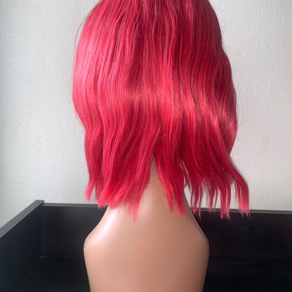 Red Human Hair Straight Bob Lace frontal Wig - Picture 6 of 7